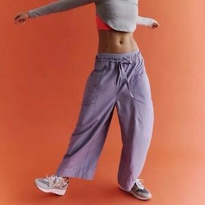 NEW Free People Movement Fresh Start Barrel Leg Pants Purple Womens Medium